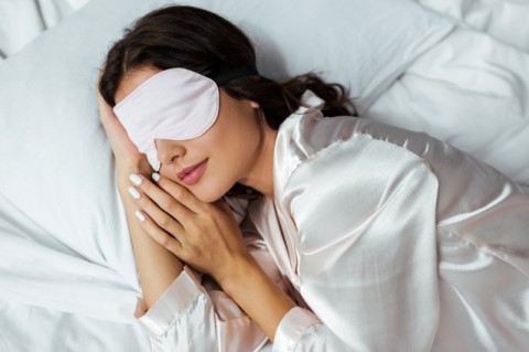Attractive-Woman-Sleeping-Bed-Eye-Mask-Pajamas